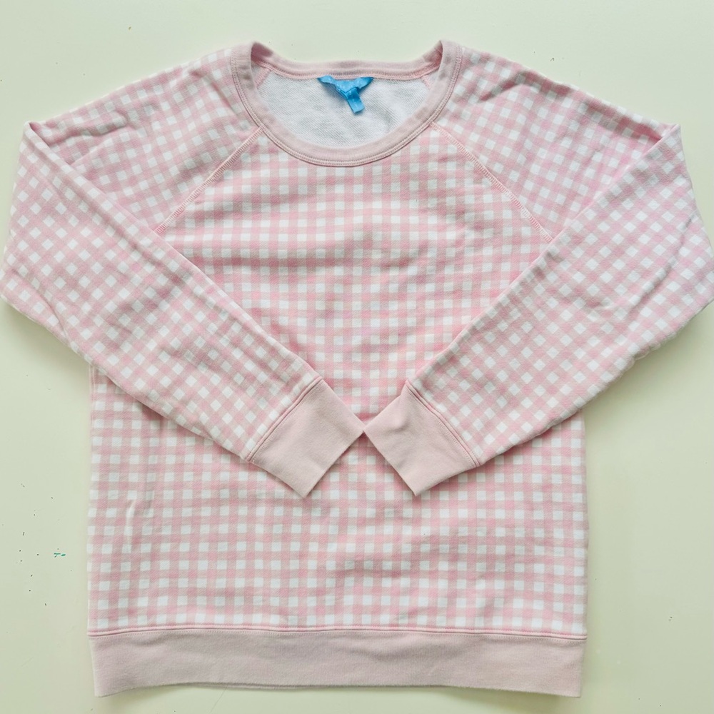 Draper James Natalie pink gingham sweatshirt